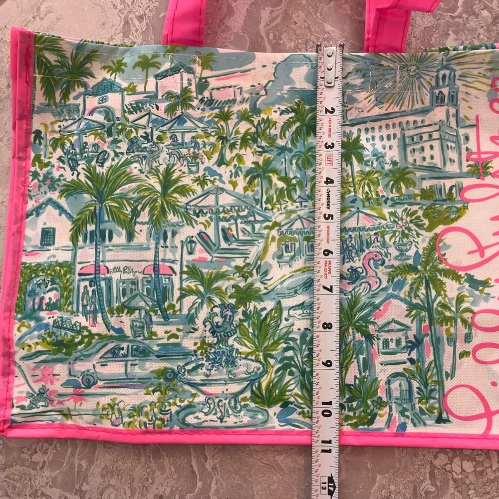 Lilly Pulitzer Tropical Pink and Green Tote Bag, 15” x 11”